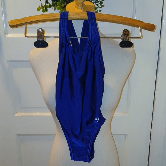 Speedo Blue One Piece Athletic Swimsuit - Picture 1 of 3